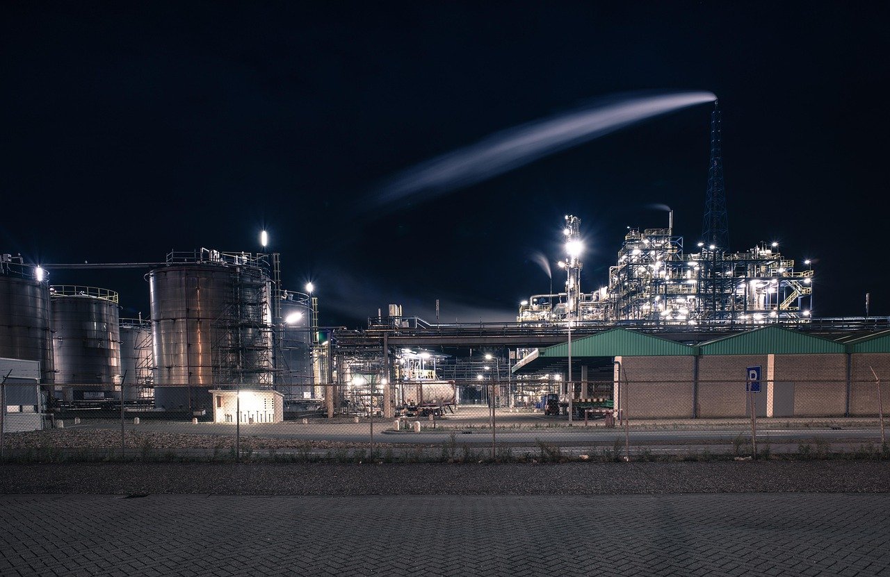 Industrial facility at night
